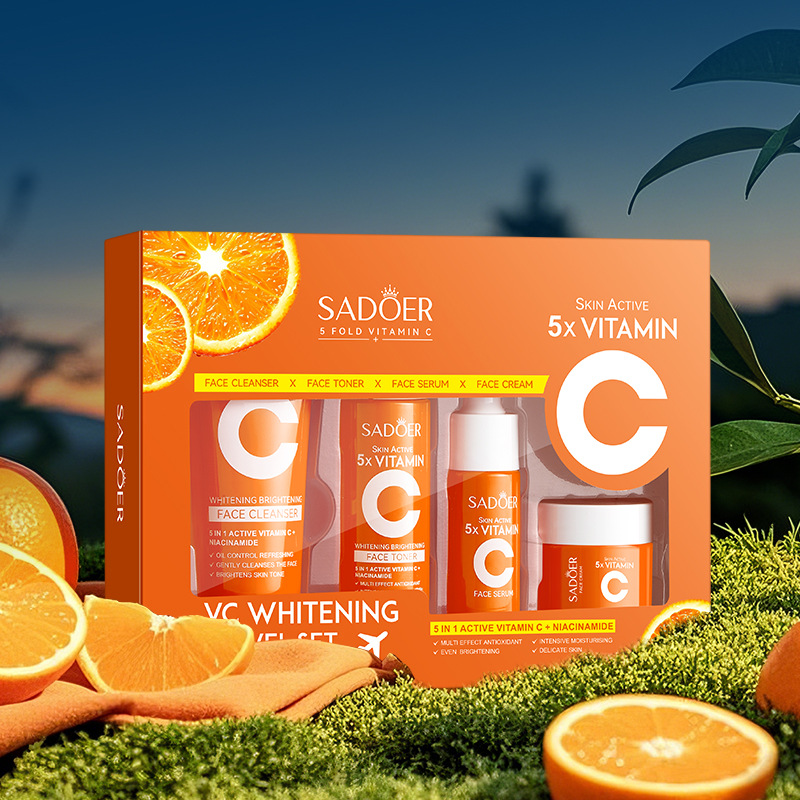 Cross-border five-dimensional C whitening and moisturizing skin care set nourishing and repairing skin foreign trade skin care products wholesale