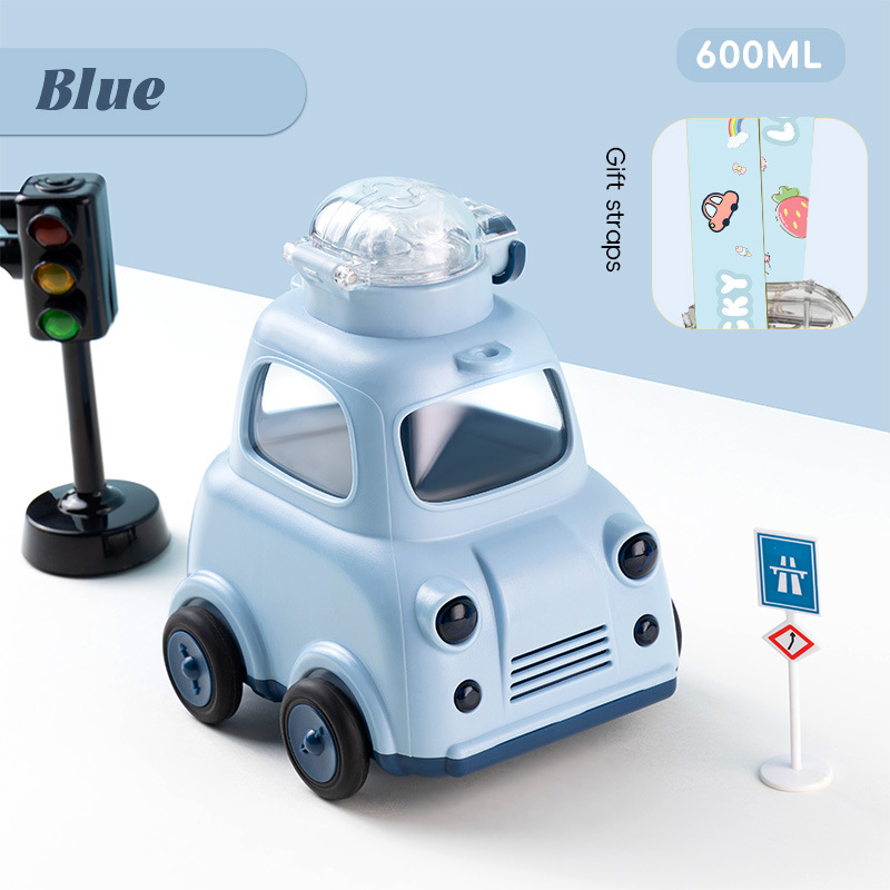 2025 new baby bus car water cup cute straw cup tritan plastic cup for children